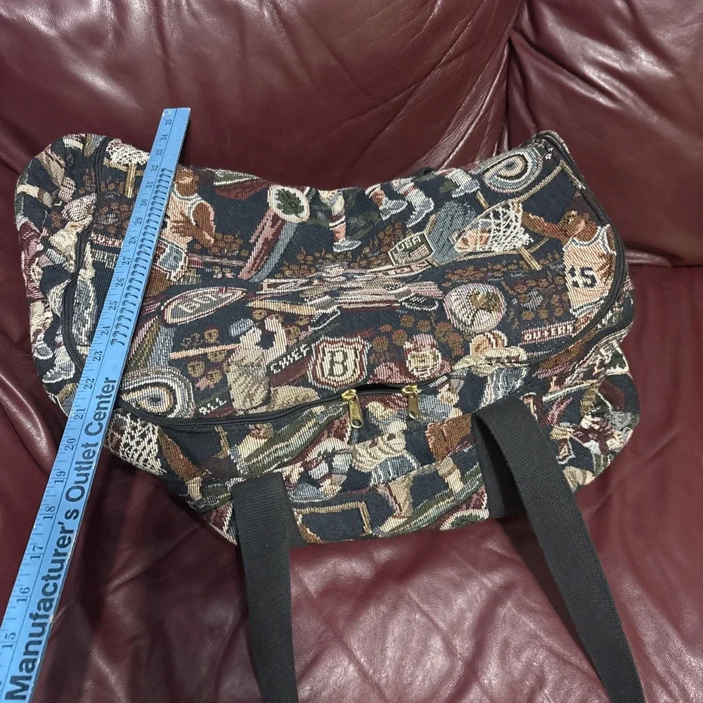 Vintage Sports Basketball Hockey Football Duffel Travel Bag Luggage Tapestry USA